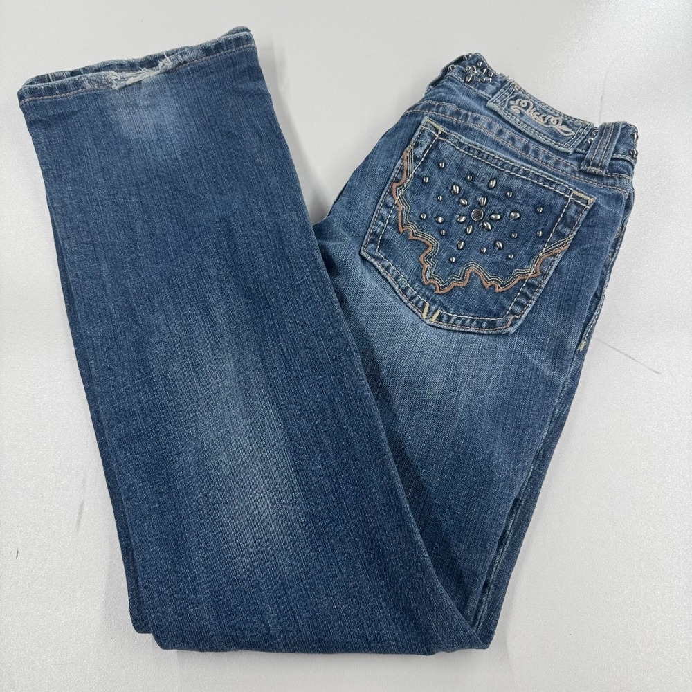 Miss Me Jeans JP4996 WOMENS Boot Cut Embellished Cotton Denim Blue SIZE 28x30